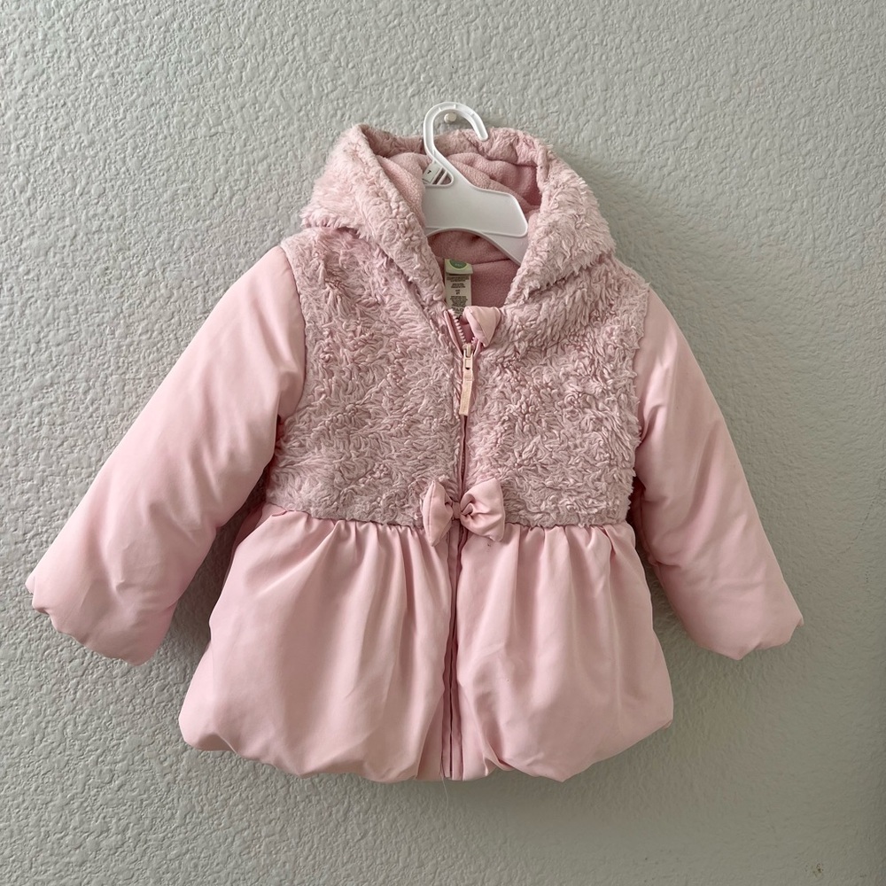 Little Me Light Pink Fleece Puff Jacket